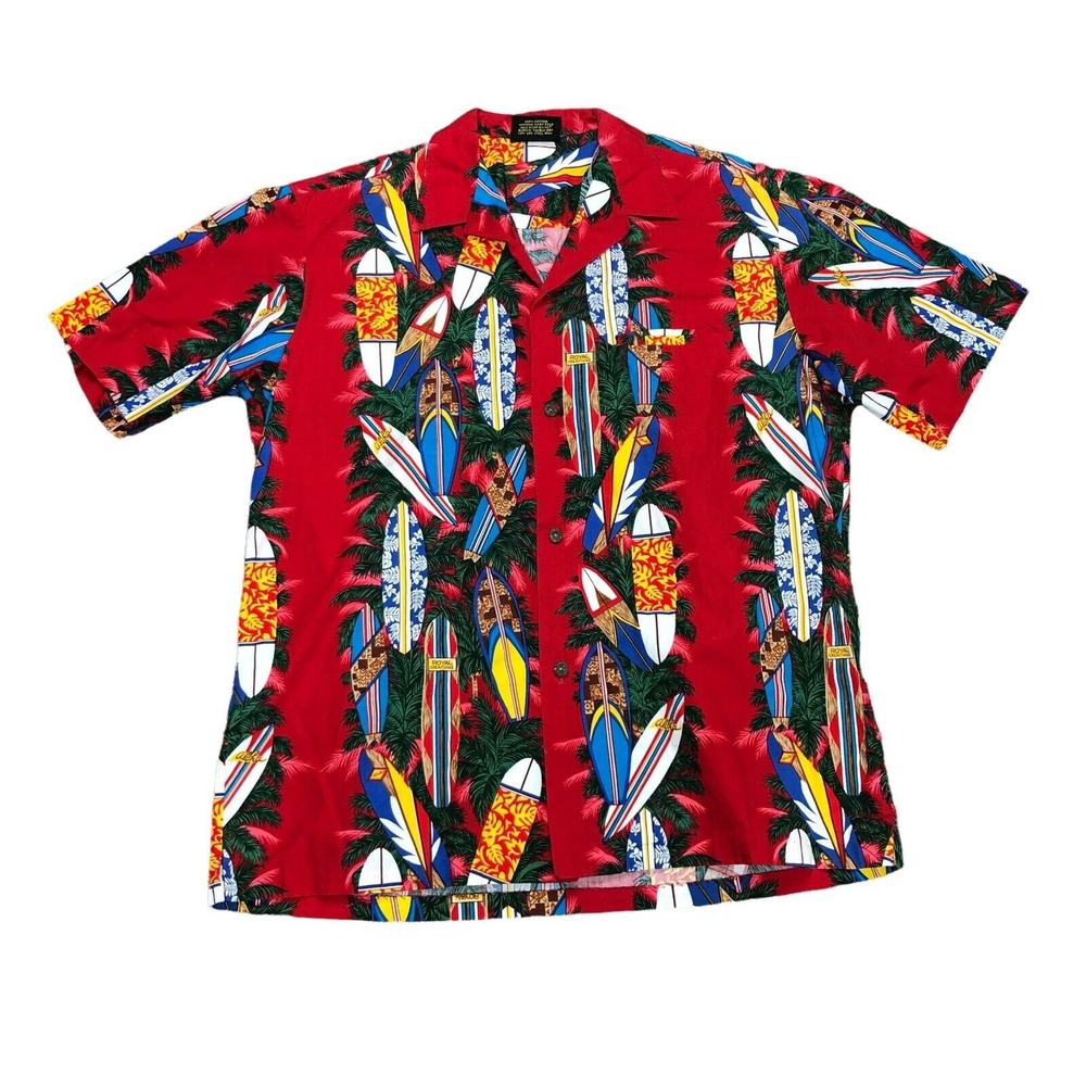 Royal Creations Hawaiian Camp Shirt Men's Large Short Sleeve Made in Hawaii Surf